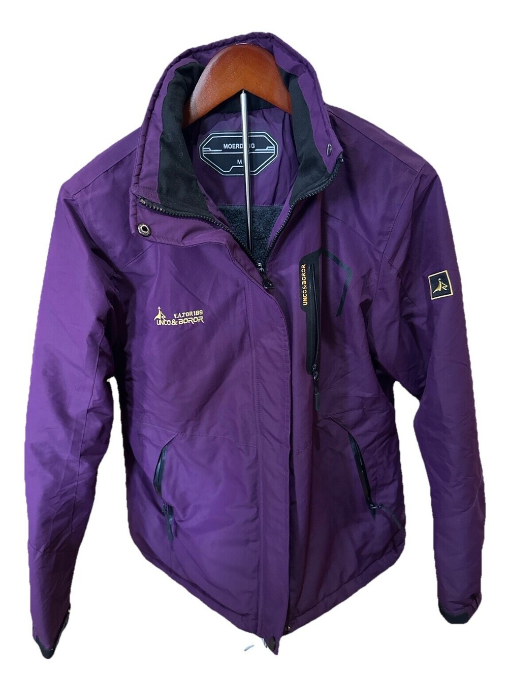 Moerdeng Waterproof Fleece Lined Winter Ski Jacket Size M Purple Sherpa Lined